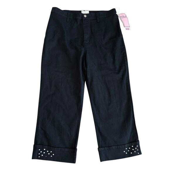 NWT FDJ French Dressing Womens Olivia Cuffed Capri Pants Black Size 12 - Picture 1 of 7